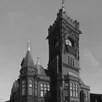 Buy canvas prints of Pierhead Building Cardiff Mono by Steve Purnell