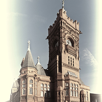 Buy canvas prints of Pierhead Building Cardiff Cream Toned by Steve Purnell