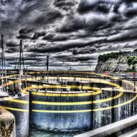 Buy canvas prints of Concentric Circles Cardiff Bay Barrage by Steve Purnell