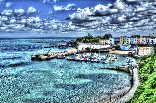 Tenby Harbour Painterly Picture Board by Steve Purnell
