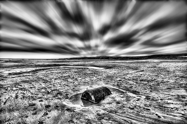 Freshwater West Drama Monochrome Picture Board by Steve Purnell