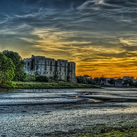 Buy canvas prints of Carew Castle Sunset 3 by Steve Purnell