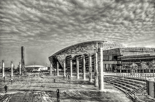Wales Millennium Centre Mono Picture Board by Steve Purnell