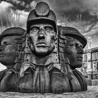 Buy canvas prints of Bargoed Miners 2 Mono by Steve Purnell