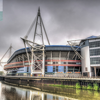 Buy canvas prints of The Millennium Stadium With Flag by Steve Purnell