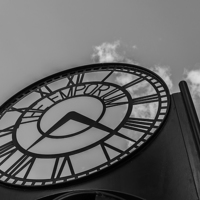 Buy canvas prints of The Emporium Clock Mono by Steve Purnell