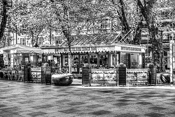 Hayes Island Snack Bar Cardiff mono Picture Board by Steve Purnell