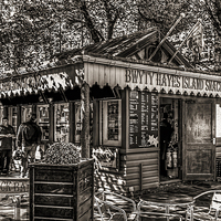Buy canvas prints of Hayes Island Snack Bar Cardiff Mono by Steve Purnell