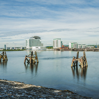 Buy canvas prints of Cardiff Bay Towards St Davids Hotel Long Exposure by Steve Purnell