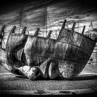 Buy canvas prints of Maritime Memorial Cardiff Bay Mono by Steve Purnell