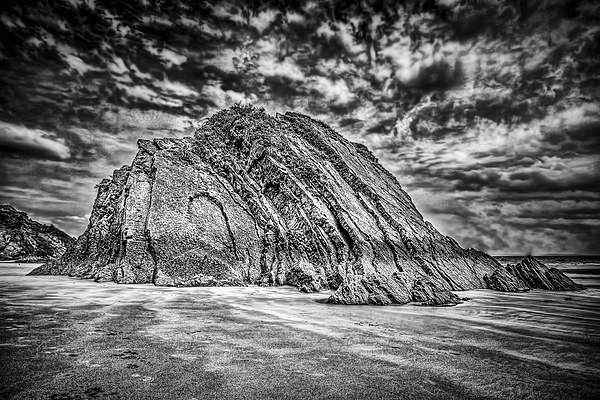 Goscar Rock Tenby Mono Picture Board by Steve Purnell