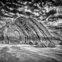 Buy canvas prints of Goscar Rock Tenby Mono by Steve Purnell