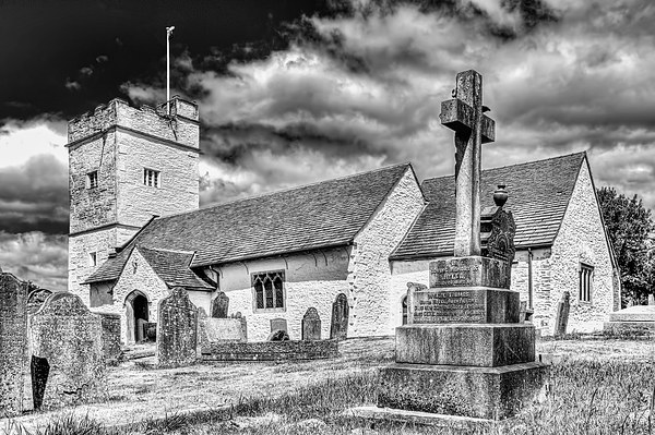 St Sannans Church Bedwellty 2 Mono Picture Board by Steve Purnell