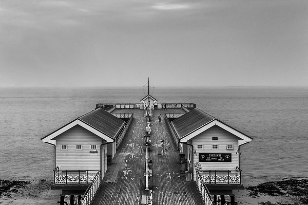 Penarth Pier Black and White Picture Board by Steve Purnell