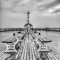 Buy canvas prints of Penarth Pier 3 Black and White by Steve Purnell