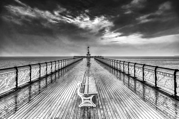 Penarth Pier 4 Black and White Picture Board by Steve Purnell