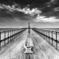 Buy canvas prints of Penarth Pier 4 Black and White by Steve Purnell