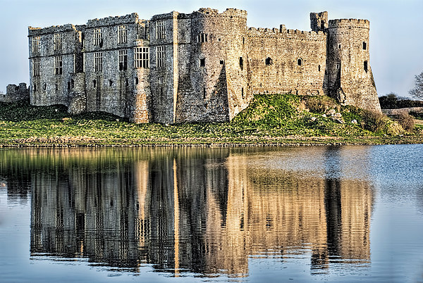 Carew Castle Reflections Picture Board by Steve Purnell