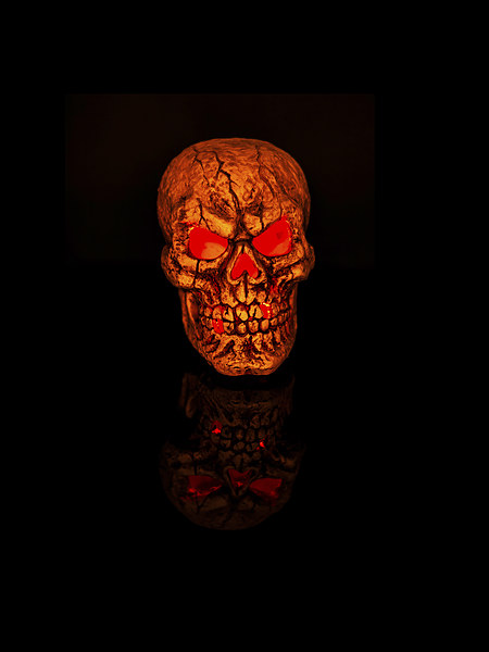 Glowing Halloween Skull Reflecting Evil Picture Board by Steve Purnell