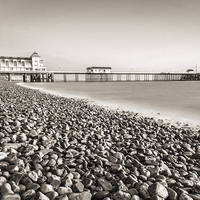 Buy canvas prints of Penarth Pier Long Exposure 2 Mono by Steve Purnell