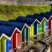 Buy canvas prints of Barry Island Beach Huts 1 by Steve Purnell