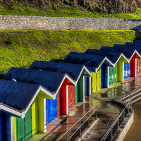 Buy canvas prints of Barry Island Beach Huts 2 by Steve Purnell