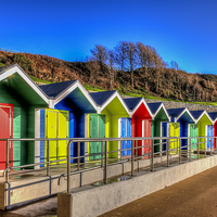 Buy canvas prints of Barry Island Beach Huts 3 by Steve Purnell
