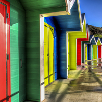 Buy canvas prints of Barry Island Beach Huts 4 by Steve Purnell