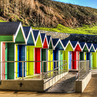 Buy canvas prints of Barry Island Beach Huts 14 by Steve Purnell