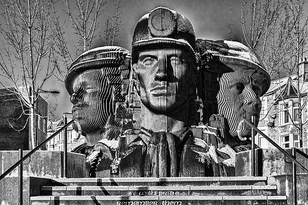 Miners In The Snow 2 Mono Picture Board by Steve Purnell