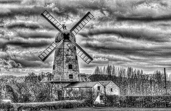 Llancayo Mill Usk 3 Mono Picture Board by Steve Purnell