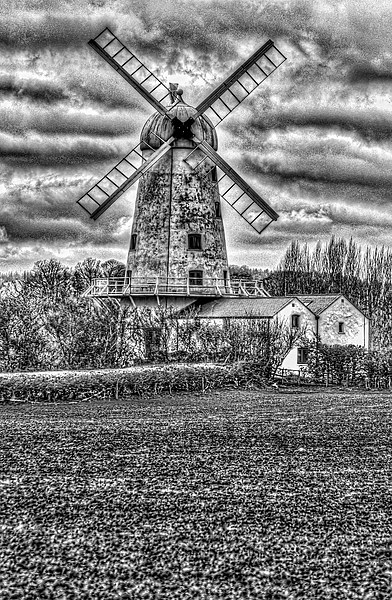 Llancayo Mill Usk 4 Mono Picture Board by Steve Purnell