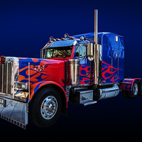 Buy canvas prints of American Peterbilt Truck Blue by Steve Purnell