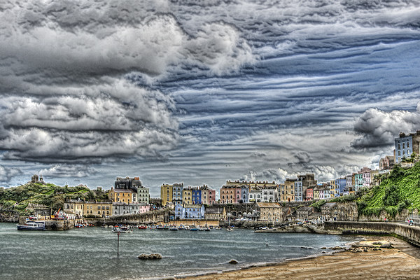 Tenby Harbour Texture Effect Picture Board by Steve Purnell