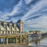 Buy canvas prints of Penarth Pier Watercolour Effect by Steve Purnell