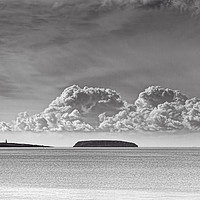Buy canvas prints of Flat Holm And Steep Holm Mono by Steve Purnell