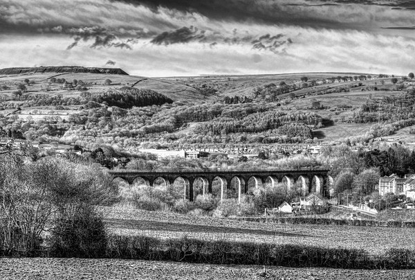 Hengoed Viaduct 2 Monochrome Picture Board by Steve Purnell