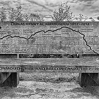 Buy canvas prints of Goytre Wharf Seat Map Monochrome by Steve Purnell