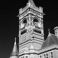 Buy canvas prints of Pierhead Building Cardiff Bay Monochrome by Steve Purnell