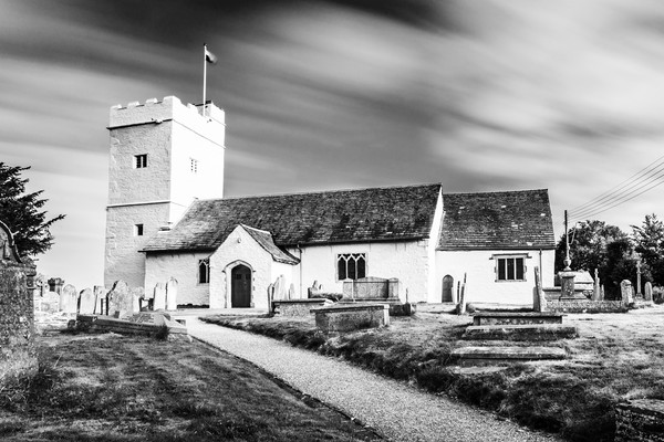 St Sannans Church Bedwellty Mono Picture Board by Steve Purnell