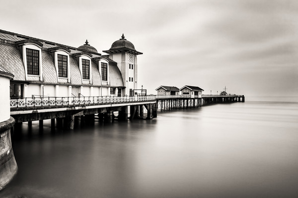 Three Minutes At Penarth Pier Mono Picture Board by Steve Purnell