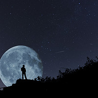 Buy canvas prints of The Man In The Super Moon by Steve Purnell