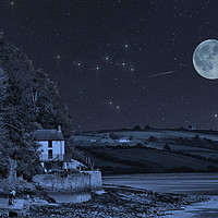 Buy canvas prints of Dylan Thomas Boathouse Stars And Moon by Steve Purnell