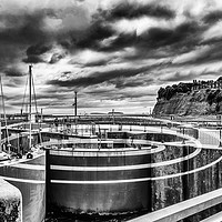 Buy canvas prints of The Barrage Ellipses Mono by Steve Purnell