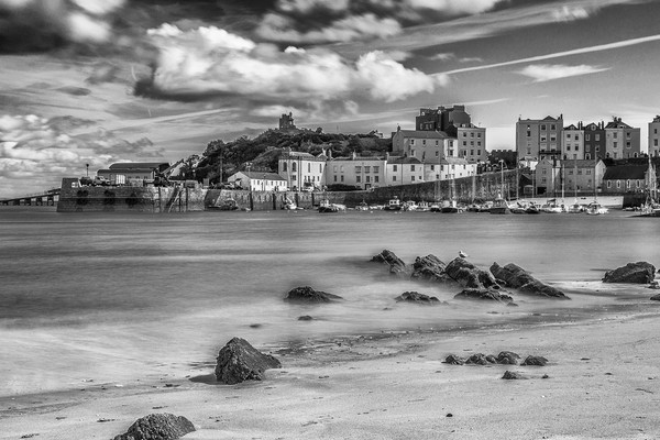 Tenby Harbour Long Exposure Mono 2 Picture Board by Steve Purnell