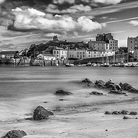 Buy canvas prints of Tenby Harbour Long Exposure Mono 2 by Steve Purnell