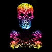 Buy canvas prints of Skull And Crossbones Rainbow by Steve Purnell