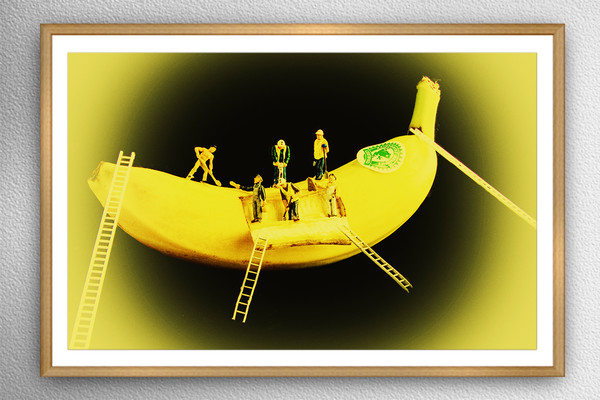 Banana Boat Mining Company Wood Frame Picture Board by Steve Purnell