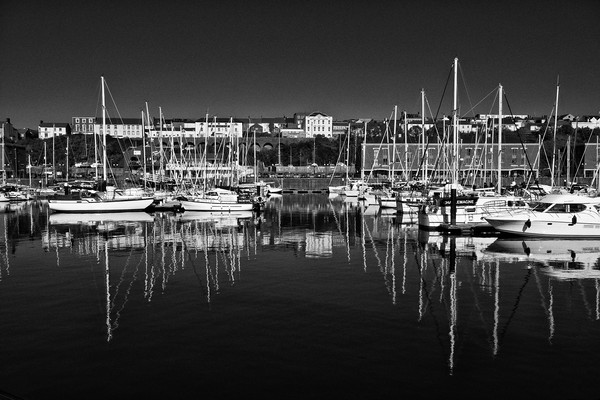 Milford Haven Marina Monochrome Picture Board by Steve Purnell