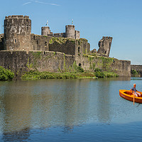 Buy canvas prints of Little Rowers At Caerphilly Castle 1 by Steve Purnell